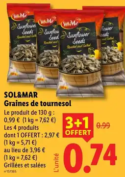 Lidl SOL&MAR Graines de tournesol offre