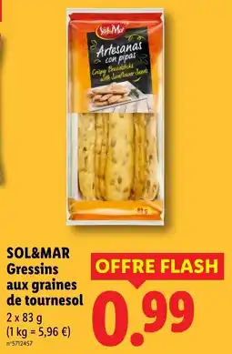 Lidl SOL&MAR Gressins aux graines de tournesol offre