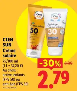 Lidl CIEN SUN Crème solaire offre