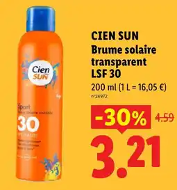 Lidl Cien Brume solaire transparent LSF 30 offre