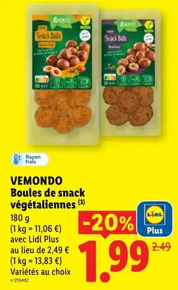 Lidl VEMONDO Boules de snack végétaliennes offre