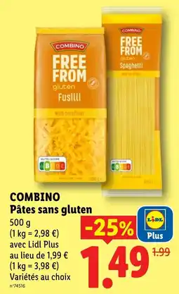 Lidl COMBINO Pâtes sans gluten offre