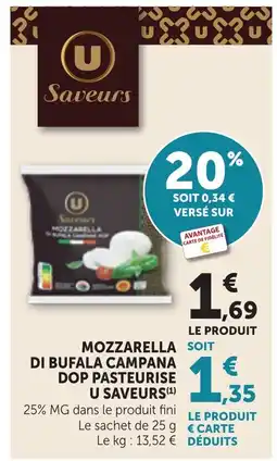 Bi1 U Saveurs Mozzarella di Bufala Campana DOP Pasteurise offre