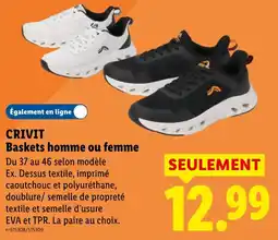 Lidl Crivit baskets homme ou femme offre
