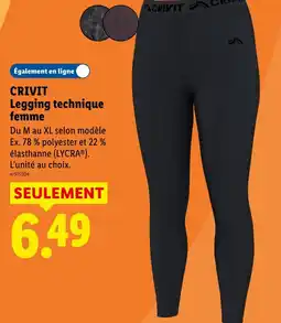 Lidl Crivit legging technique femme offre