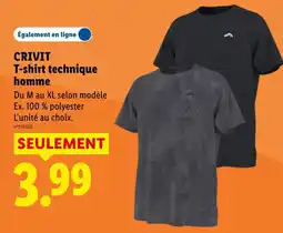 Lidl CRIVIT T-shirt technique homme offre