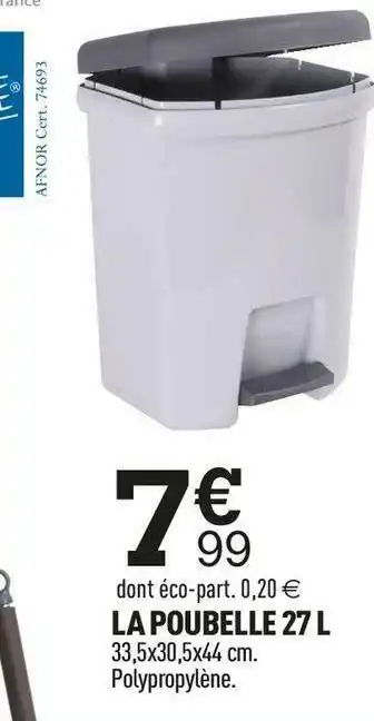 Centrakor La poubelle 27 l offre