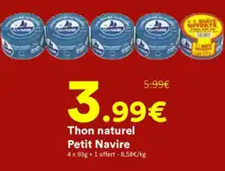 Hmarket Petit Navire Thon naturel offre