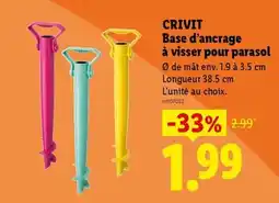 Lidl CRIVIT Base d'ancrage à visser pour parasol offre