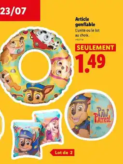 Lidl Paw Patrol Article gonflable offre