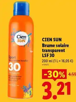 Lidl CIEN SUN Brume solaire transparent offre