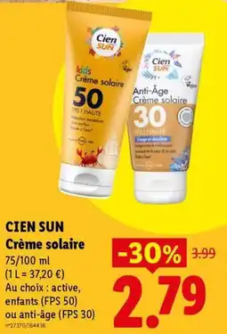 Lidl CIEN SUN Crème solaire offre