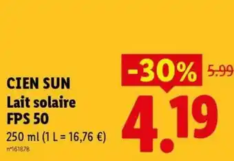 Lidl CIEN SUN Lait solaire FPS 50 offre