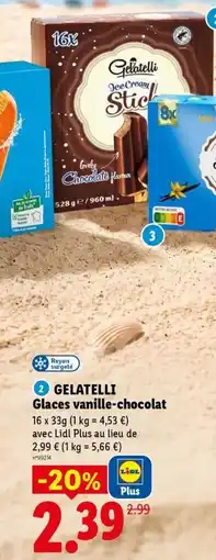 Lidl Gelatelli glaces vanille-chocolat offre