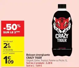 Carrefour Market CRAZY TIGER Boisson énergisante offre