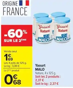 Carrefour Market MALO Yaourt Nature offre