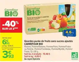Carrefour Market Carrefour BIO Gourdes purée de fruits sans sucres ajoutés offre