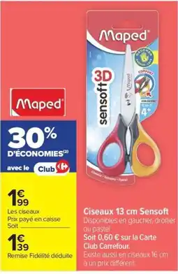 Carrefour Market Maped Ciseaux 13 cm Sensoft offre