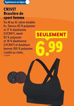 Lidl CRIVIT Brassière de sport femme offre