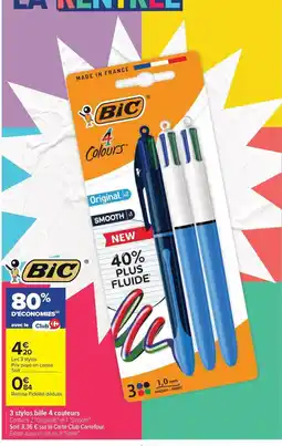 Carrefour Market Bic - 3 stylos blue 4 gouleurs offre