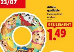 Lidl Article gonflable offre