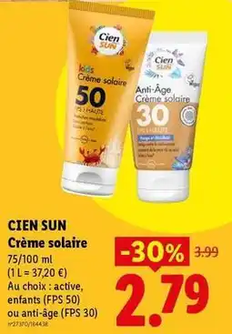 Lidl Cien - crème solaire offre