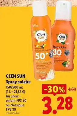 Lidl Cien - spray solaire offre