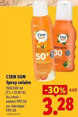Lidl Cien - spray solaire offre