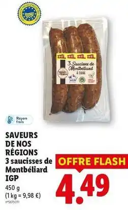 Lidl Flash - 3 saucisses de montbéliard igp offre