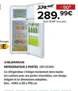Gitem GLEMGAS RÉFRIGÉRATEUR 2 PORTES offre