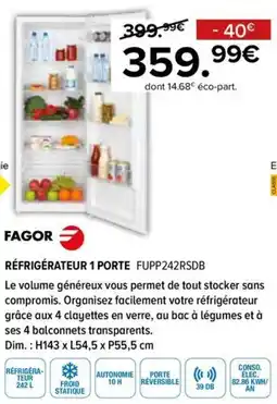 Gitem Fagor réfrigérateur 1 porte offre