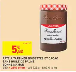 Intermarché Contact Bonne Maman Pâte à tartiner noisettes et cacao offre