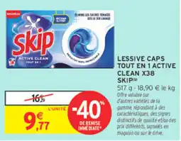 Intermarché Contact Skip Lessive Caps Tout En 1 Active Clean X38 offre
