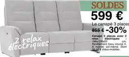 KREABEL Canapé 3 places avec 2 relax électriques offre