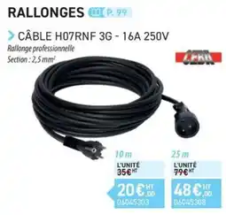 Loxam CEBA CÂBLE H07RNF 3G - 16A 250V offre