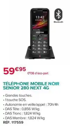 Bastide KONROW TÉLÉPHONE MOBILE NOIR SENIOR 280 NEXT 4G offre