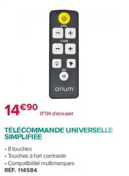 Bastide orium TÉLÉCOMMANDE UNIVERSELLE SIMPLIFIÉE offre