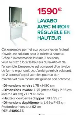 Bastide Lavabo avec miroir reglable en hauteur offre