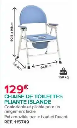 Bastide Pliante Islande Chaise de toilettes offre