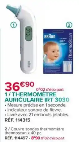 Bastide BRAUN Thermomètre auriculaire IRT 3030 offre
