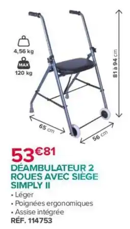 Bastide SIMPLY II DÉAMBULATEUR 2 ROUES AVEC SIEGE offre