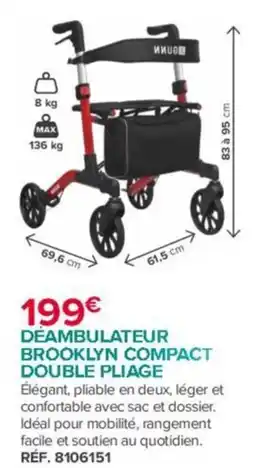 Bastide BROOKLYN DÉAMBULATEUR COMPACT DOUBLE PLIAGE offre