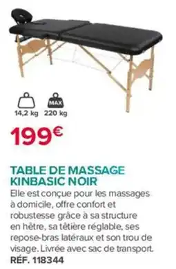 Bastide KINBASIC TABLE DE MASSAGE NOIR offre