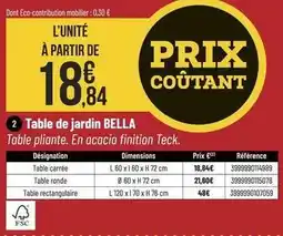 Bricorama Table de jardin bella offre