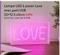 Maxi Bazar Lampe led à poser love avec port usb offre