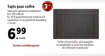 Lidl Tapis pour coffre offre