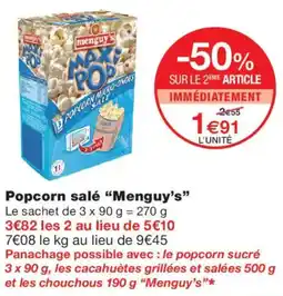 Monoprix Menguy's Popcorn salé offre