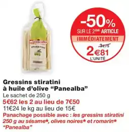 Monoprix Panealba Gressins stiratini offre