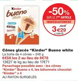 Monoprix Kinder Cônes glacés Bueno white offre