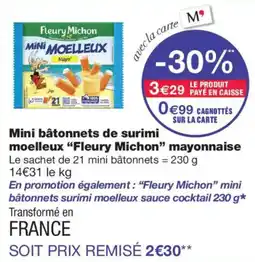 Monoprix Fleury Michon Mini bâtonnets de surimi moelleux offre
